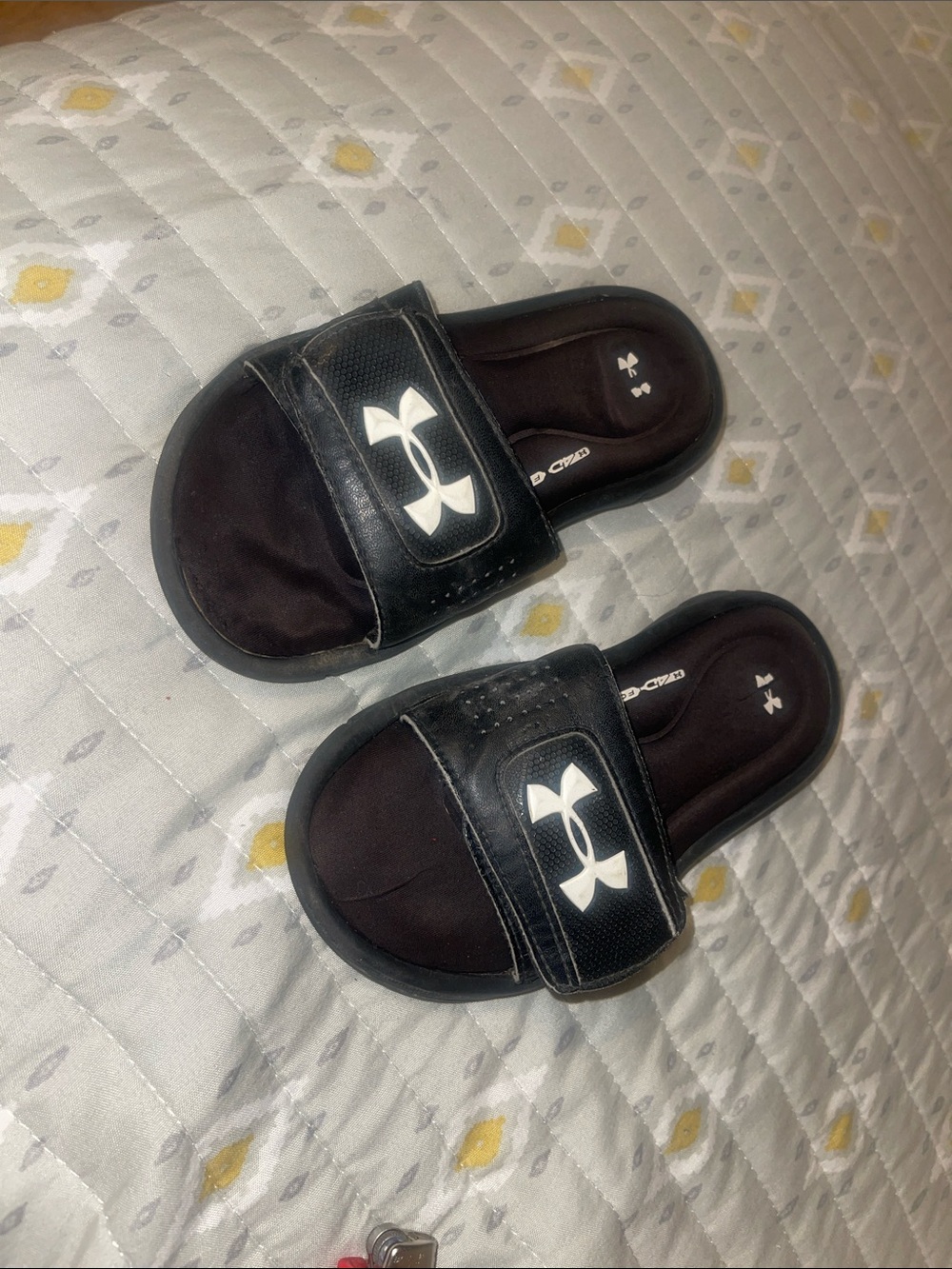 Under Armour Kids Black Slide Sandals with White Logo
